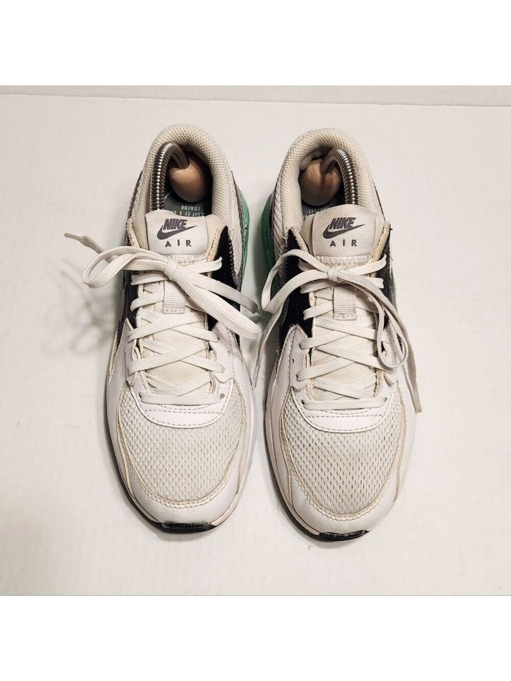 Nike Air Max Excee White Green Grey Leather Mesh Sneakers Size 6 - Picture 4 of 10